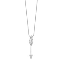 Brilliant Embers Sterling Silver Rhodium-plated 24 Stone Micro Pavé CZ Arrow Necklace with 2 Inch Extender, 18" view 2