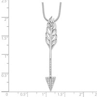 Brilliant Embers Sterling Silver Rhodium-plated 24 Stone Micro Pavé CZ Arrow Necklace with 2 Inch Extender, 18" view 4