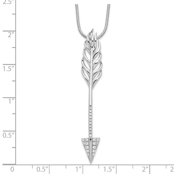 Brilliant Embers Sterling Silver Rhodium-plated 24 Stone 18 inch Micro Pavé CZ Arrow Necklace with 2 Inch Extender