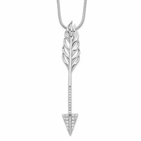 Brilliant Embers Sterling Silver Rhodium-plated 24 Stone Micro Pavé CZ Arrow Necklace with 2 Inch Extender, 18" view 1