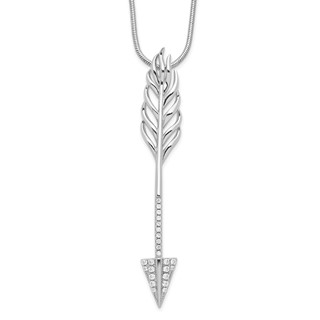 Brilliant Embers Sterling Silver Rhodium-plated 24 Stone 18 inch Micro Pavé CZ Arrow Necklace with 2 Inch Extender