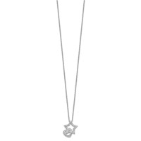 Brilliant Embers Sterling Silver Rhodium-plated 43 Stone Micro Pavé CZ Heart and Star Necklace with 2 Inch Extender, 18" view 2
