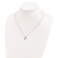 Brilliant Embers Sterling Silver Rhodium-plated 43 Stone Micro Pavé CZ Heart and Star Necklace with 2 Inch Extender, 18" view 4