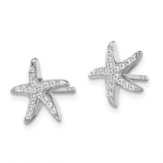 Brilliant Embers Sterling Silver Rhodium-plated 336 Stone Micro Pavé CZ Starfish Post Earrings