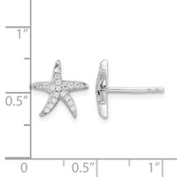 Brilliant Embers Sterling Silver Rhodium-plated 336 Stone Micro Pavé CZ Starfish Post Earrings view 4
