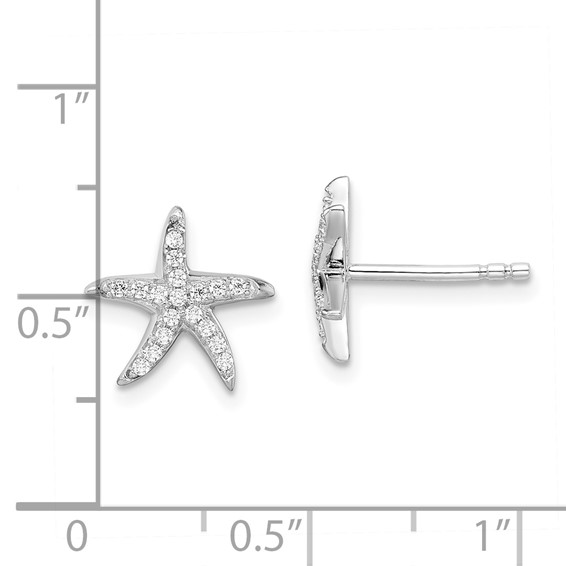 Brilliant Embers Sterling Silver Rhodium-plated 336 Stone Micro Pavé CZ Starfish Post Earrings