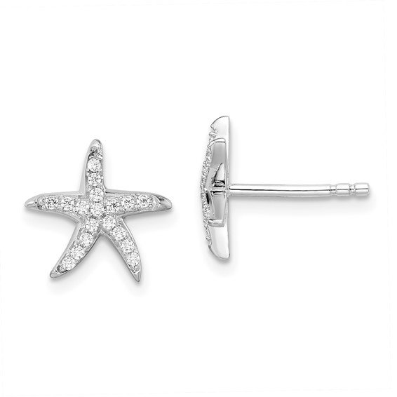 Brilliant Embers Sterling Silver Rhodium-plated 336 Stone Micro Pavé CZ Starfish Post Earrings