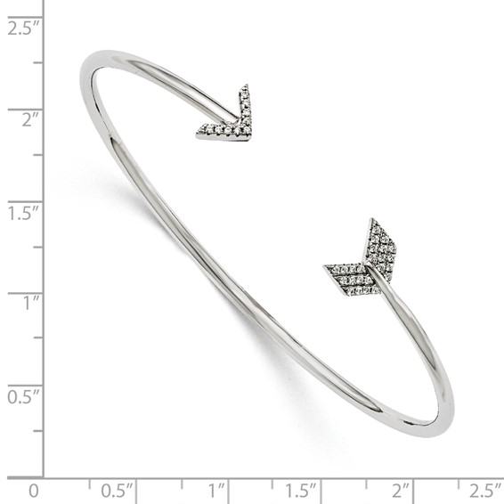 Brilliant Embers Sterling Silver Rhodium-plated 33 Stone Micro Pavé CZ Arrow Bangle