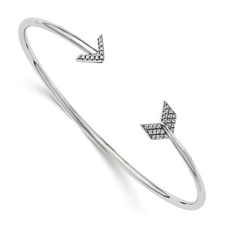 Brilliant Embers Sterling Silver Rhodium-plated 33 Stone Micro Pavé CZ Arrow Bangle
