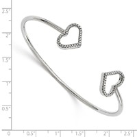Brilliant Embers Sterling Silver Rhodium-plated 60 Stone Micro Pavé CZ Hearts Bangle view 2