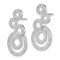 Brilliant Embers Sterling Silver Polished CZ Fancy Circle Post Dangle Earrings view 2