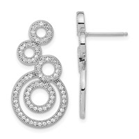 Brilliant Embers Sterling Silver Polished CZ Fancy Circle Post Dangle Earrings view 1