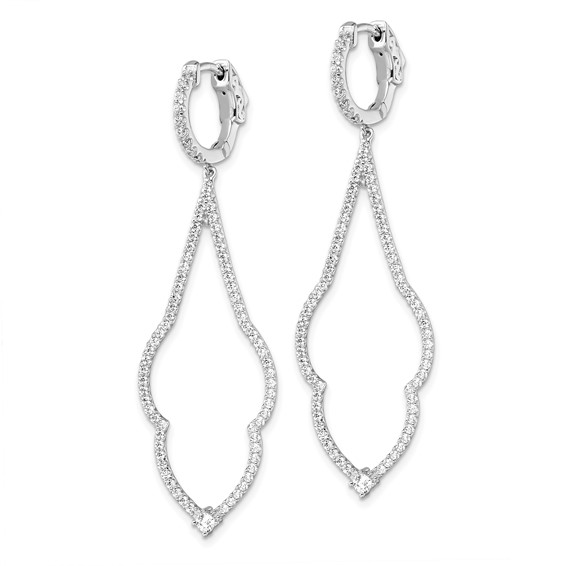 Brilliant Embers Sterling Silver Rhodium-plated 156 Stone Micro Pavé CZ Hinged Hoop Dangle Earrings