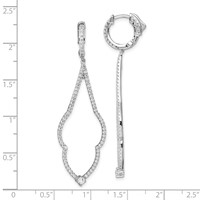 Brilliant Embers Sterling Silver Rhodium-plated 156 Stone Micro Pavé CZ Hinged Hoop Dangle Earrings view 4