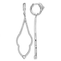 Brilliant Embers Sterling Silver Rhodium-plated 156 Stone Micro Pavé CZ Hinged Hoop Dangle Earrings view 1