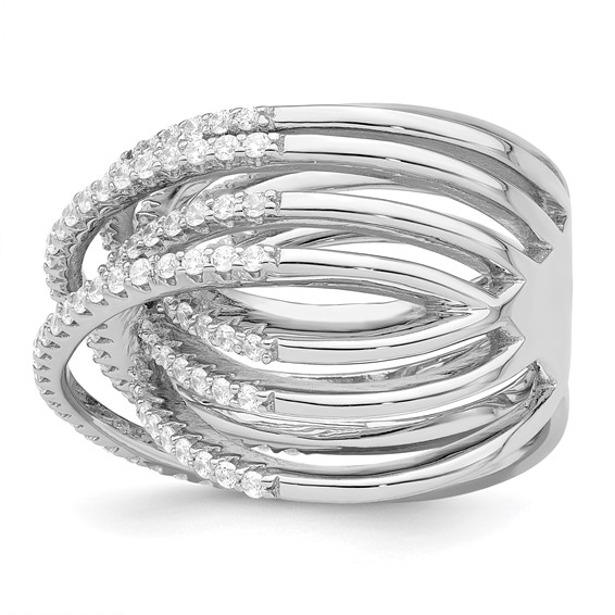 Brilliant Embers Sterling Silver Rhodium-plated 159 Stone Micro Pavé CZ Ring