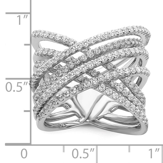 Brilliant Embers Sterling Silver Rhodium-plated 159 Stone Micro Pavé CZ Ring