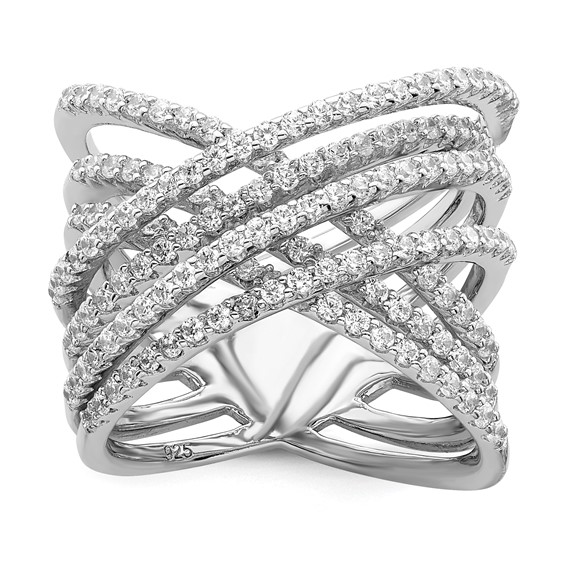 Brilliant Embers Sterling Silver Rhodium-plated 159 Stone Micro Pavé CZ Ring