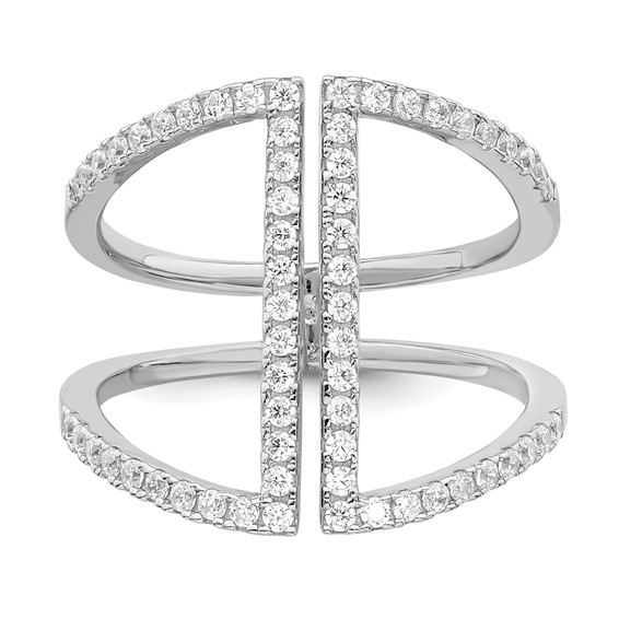 Brilliant Embers Sterling Silver Rhodium-plated 62 Stone Micro Pavé CZ Ring