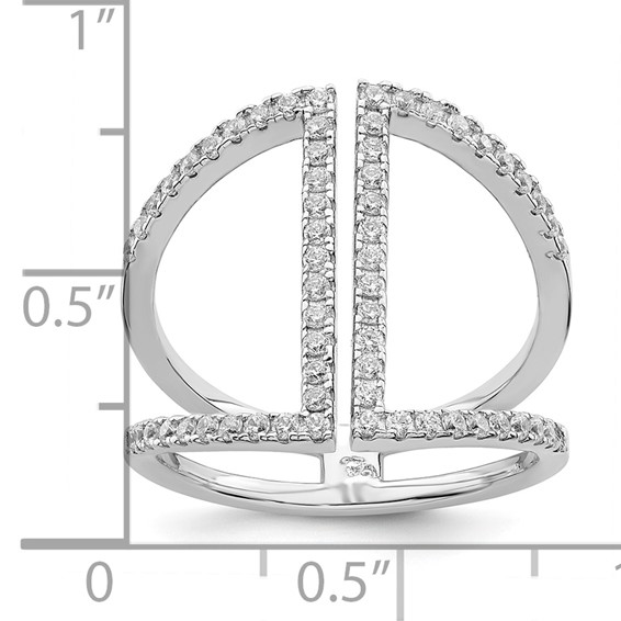 Brilliant Embers Sterling Silver Rhodium-plated 62 Stone Micro Pavé CZ Ring