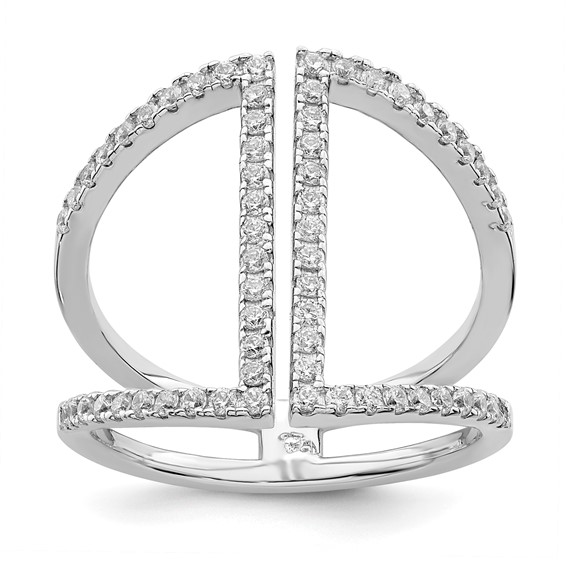 Brilliant Embers Sterling Silver Rhodium-plated 62 Stone Micro Pavé CZ Ring