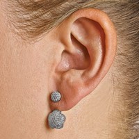 Sterling Silver Rhodium-plated CZ Convertible Back Earrings view 3
