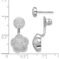 Sterling Silver Rhodium-plated CZ Convertible Back Earrings view 4