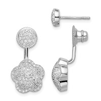 Sterling Silver Rhodium-plated CZ Convertible Back Earrings view 1