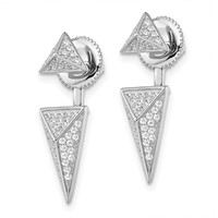 Brilliant Embers Sterling Silver Rhodium-plated 104 Stone Micro Pavé CZ Convertible Back Earrings view 2