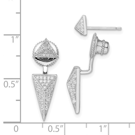 Brilliant Embers Sterling Silver Rhodium-plated 104 Stone Micro Pavé CZ Convertible Back Earrings