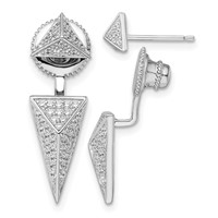 Brilliant Embers Sterling Silver Rhodium-plated 104 Stone Micro Pavé CZ Convertible Back Earrings view 1