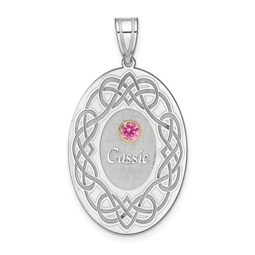 SSilver Rhodium-plated 14K Bezel Crystal Family Pendant
