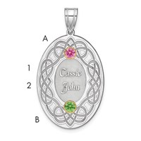 Sterling Silver Rhodium-plated 14K Bezel Crystal Family Pendant view 3
