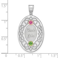 Sterling Silver Rhodium-plated 14K Bezel Crystal Family Pendant view 2