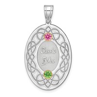 Sterling Silver Rhodium-plated 14K Bezel Crystal Family Pendant view 1
