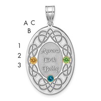 Sterling Silver Rhodium-plated 14K Bezel Crystal Family Pendant view 3