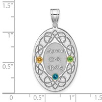 Sterling Silver Rhodium-plated 14K Bezel Crystal Family Pendant view 2