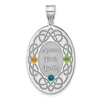 Sterling Silver Rhodium-plated 14K Bezel Crystal Family Pendant view 1