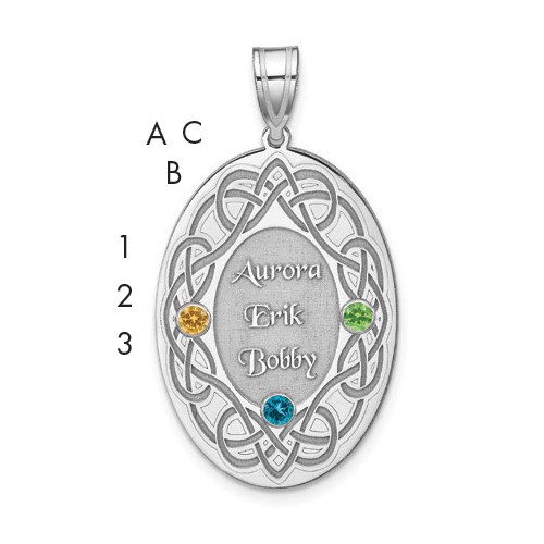 Sterling Silver Rhodium-plated Crystal Family Pendant