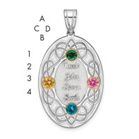 Sterling Silver Rhodium-plated 14K Bezel Crystal Family Pendant view 3