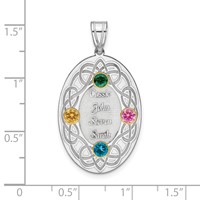 Sterling Silver Rhodium-plated 14K Bezel Crystal Family Pendant view 2