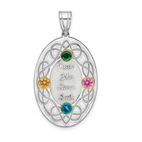 Sterling Silver Rhodium-plated 14K Bezel Crystal Family Pendant view 1