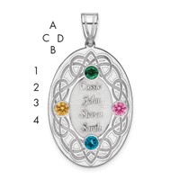 Sterling Silver Rhodium-plated Crystal Family Pendant view 1
