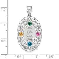 Sterling Silver Rhodium-plated Crystal Family Pendant view 5