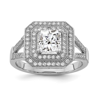 Sterling Silver Rhodium-plated CZ Ring