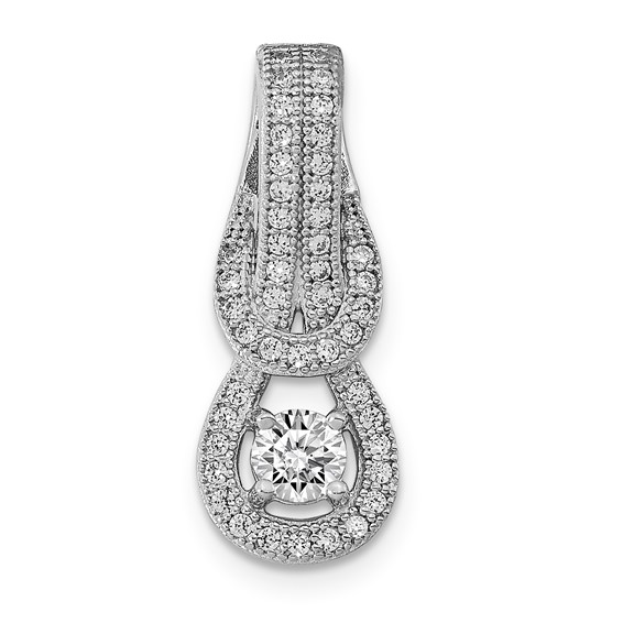 Sterling Silver Rhodium-plated CZ Love Knot Pendant
