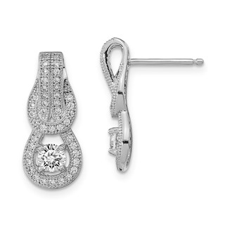 Sterling Silver Rhodium-plated CZ Love Knot Post Earrings