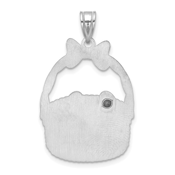 Sterling Silver 1 Birthstone with 14ky Bezel Easter Basket Pendant