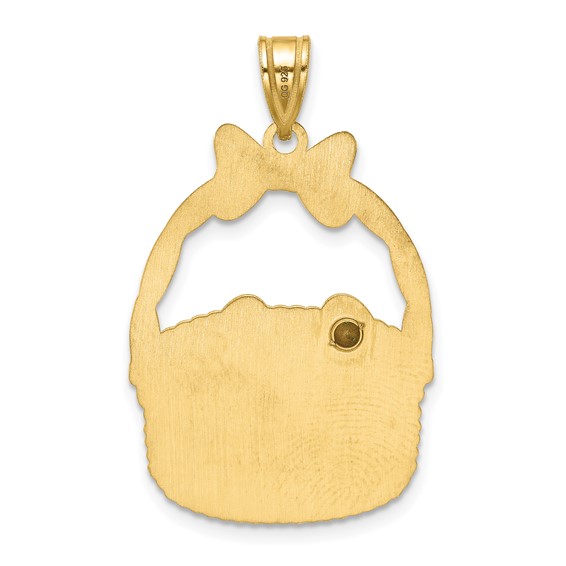 SSilver/Gold-Plated 1 Birthstone w/SSilver Bezel Easter Basket Pendan