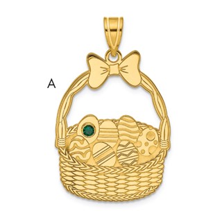 SSilver/Gold-Plated 1 Birthstone w/SSilver Bezel Easter Basket Pendan